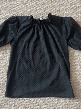 J. Crew Black Swiss Dot Puff Sleeve Top